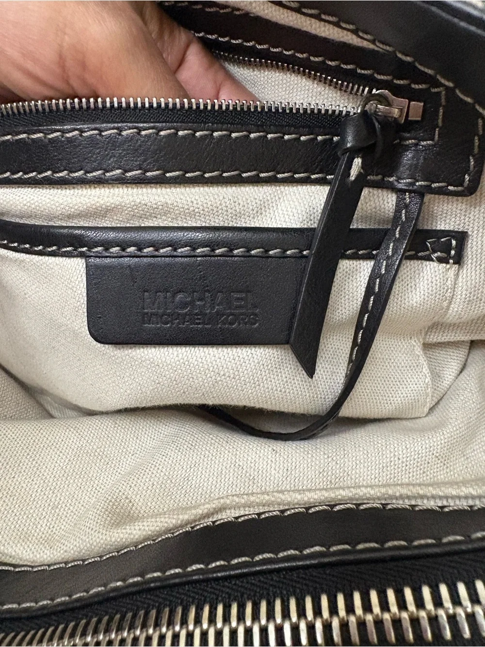 vintage Michael Kors black leather satchel bag